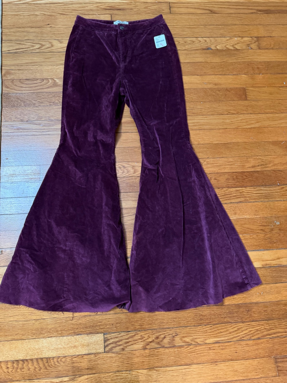 Free People Velvet Flare Pants in Wine/Bordeaux